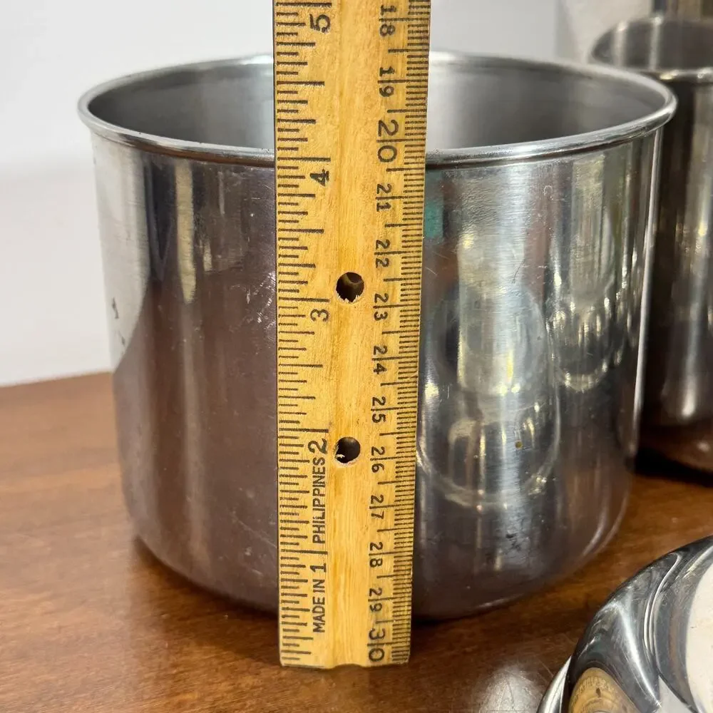 Vintage Set of 2 Revere Ware 1801 Stainless Steel Nesting Canisters